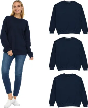 BILLIONHATS 3 Pack Womens Oversized Crew Neck Sweatshirt, Fleece Lined, Bulk Wholesale Sweatshirts