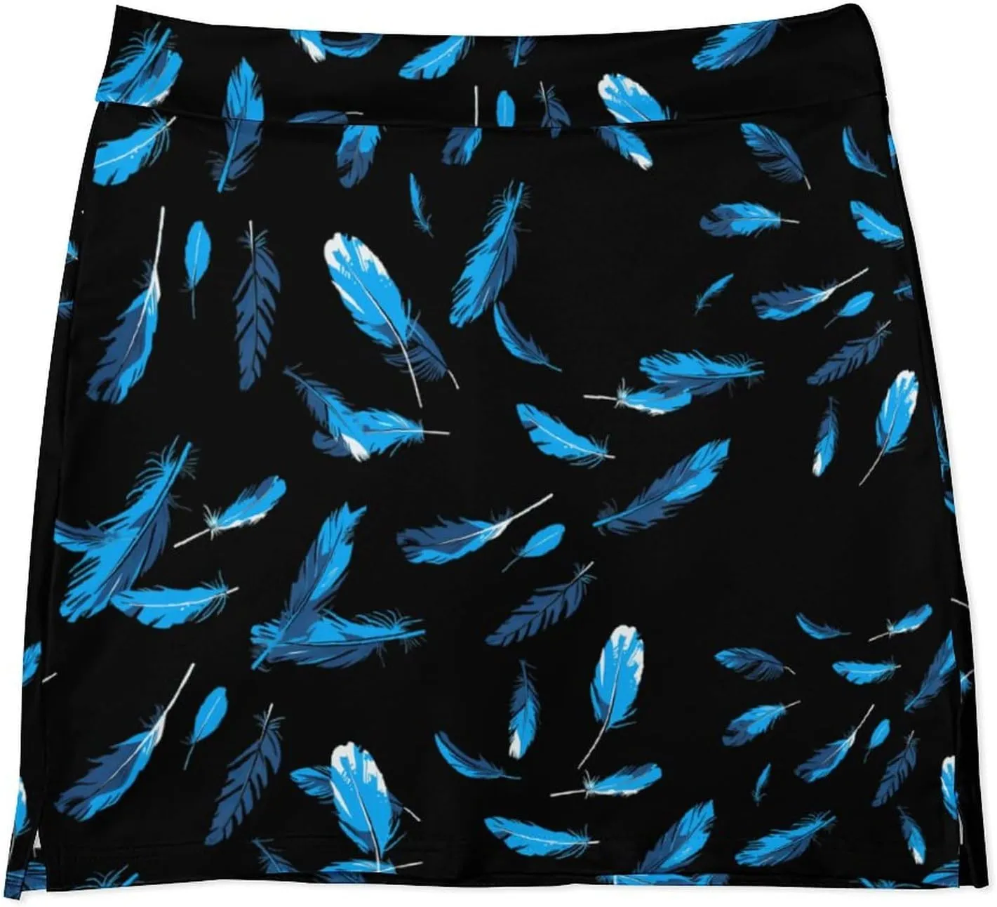Blue Feathers Women's Skort Athletic Skirt Golf Skorts A-line Skirts with Built-in Shorts Pockets