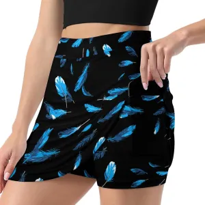 Blue Feathers Women's Skort Athletic Skirt Golf Skorts A-line Skirts with Built-in Shorts Pockets