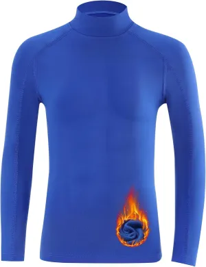 Blueleaf Youth Boys' Thermal Compression Shirt Mock Neck Long Sleeve Fleece Lined Base Layer Football Baseball Undershirt