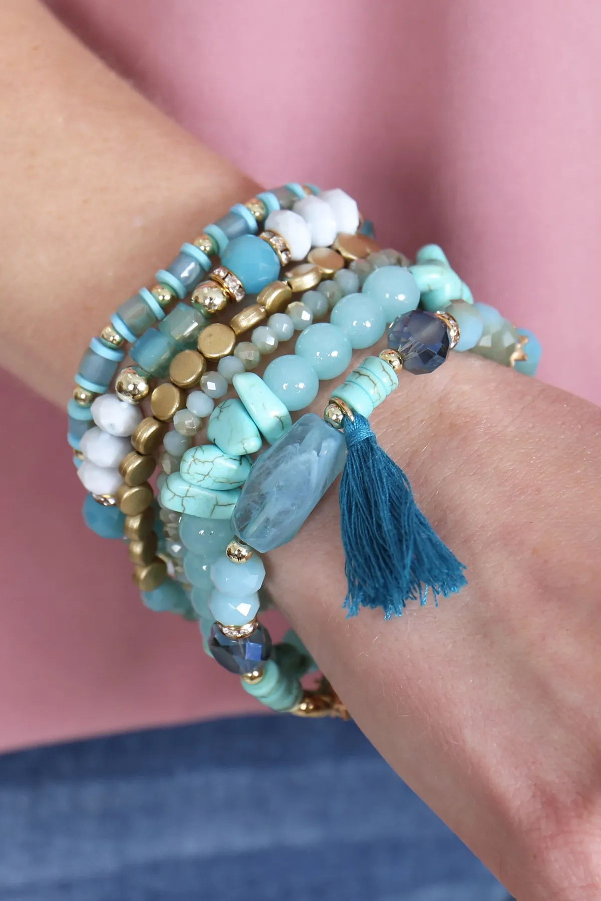 BOHO CHARM TASSEL BRACELET/6PCS