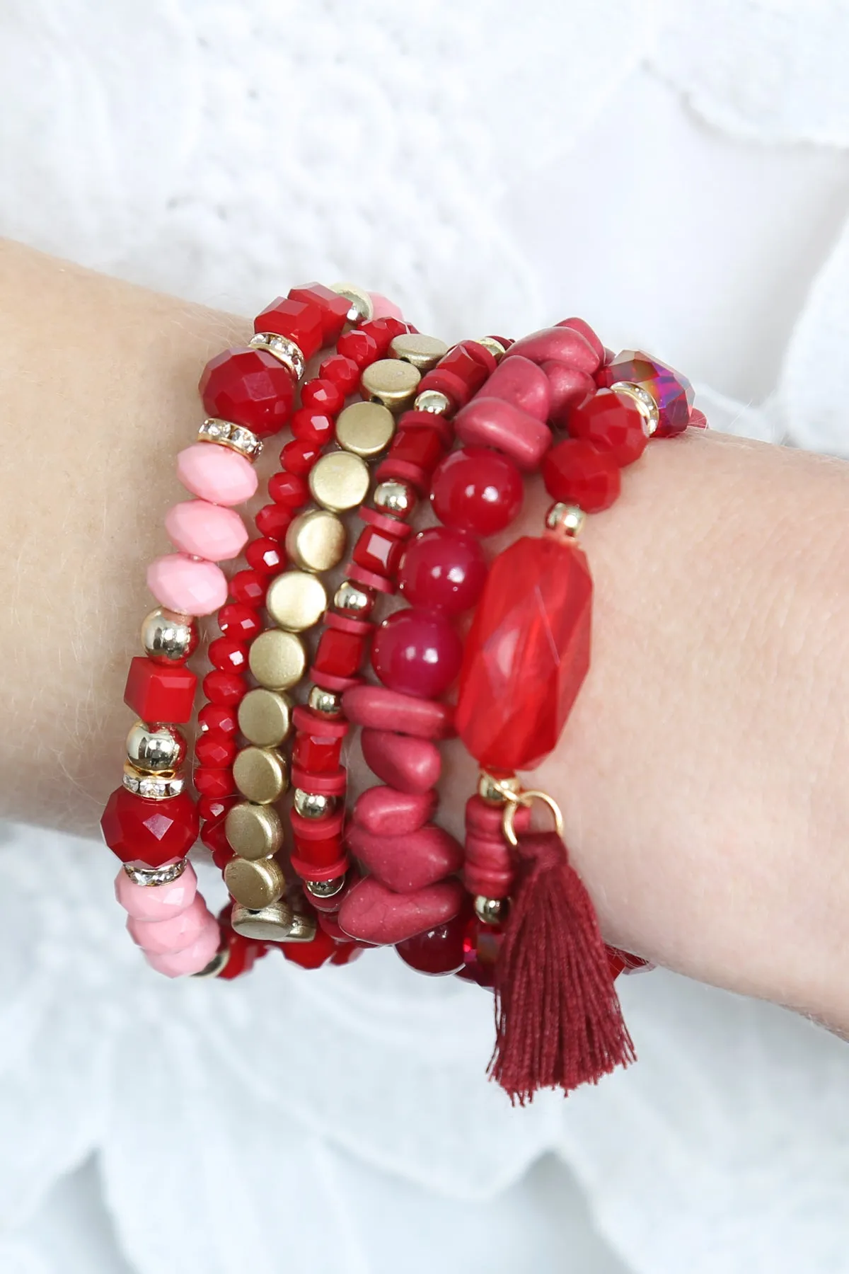 BOHO CHARM TASSEL BRACELET/6PCS