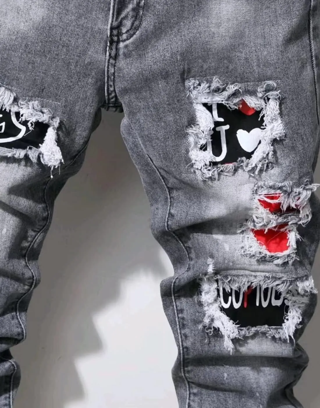Boy's Skinny Fit Ripped Destroyed Distressed Stretch Slim Jeans Pants