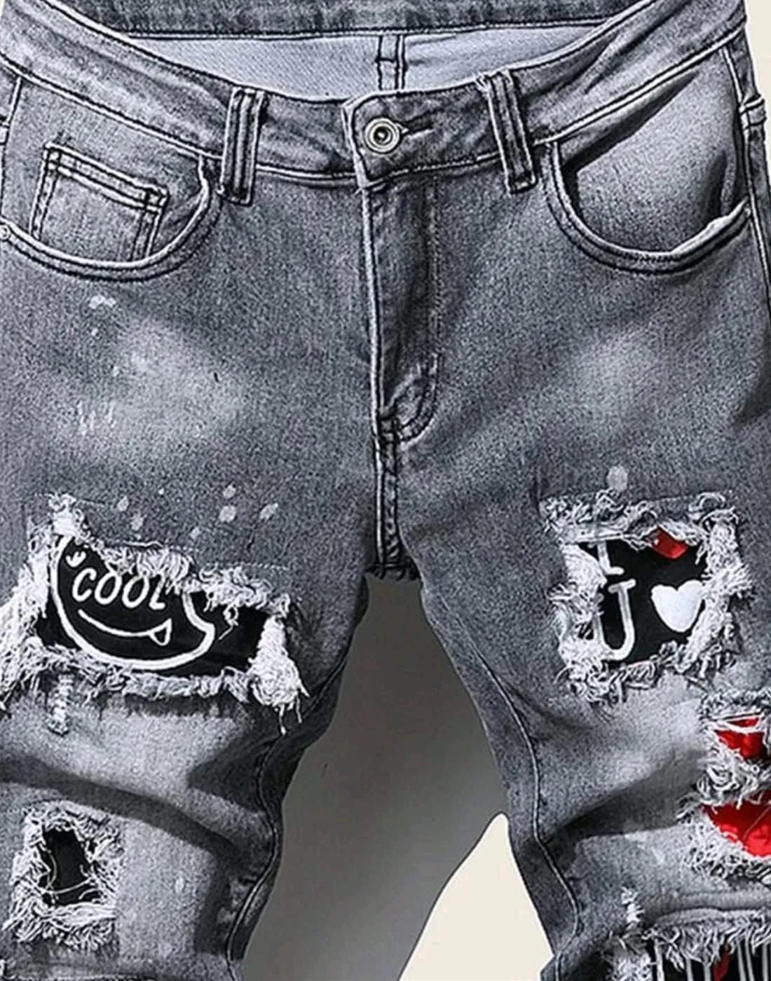Boy's Skinny Fit Ripped Destroyed Distressed Stretch Slim Jeans Pants