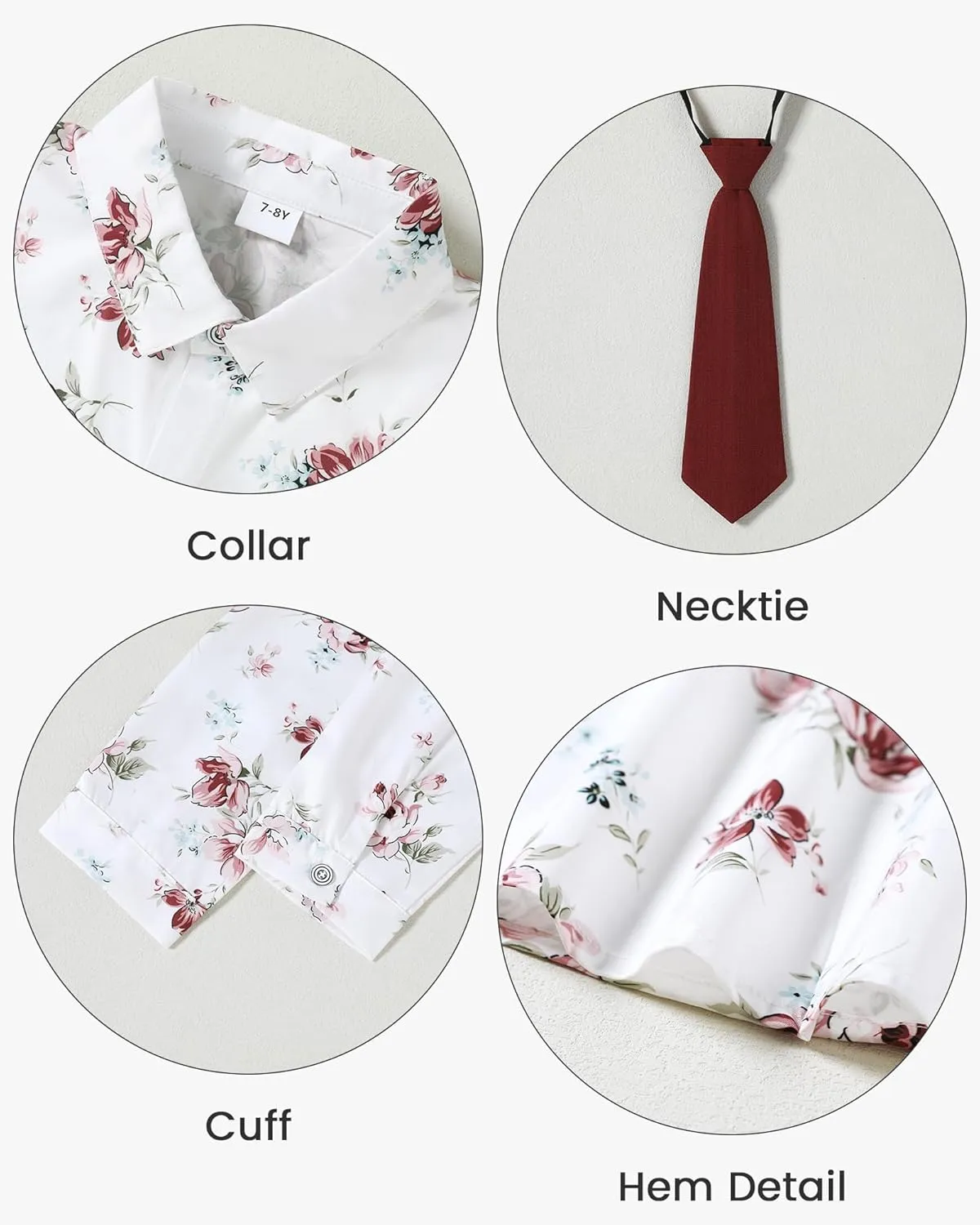 Boys Suit for Formal Occasions 4 Pieces Suit Sets Including Vest Printed Pants Dress Shirt and Tie for 6-10 Years