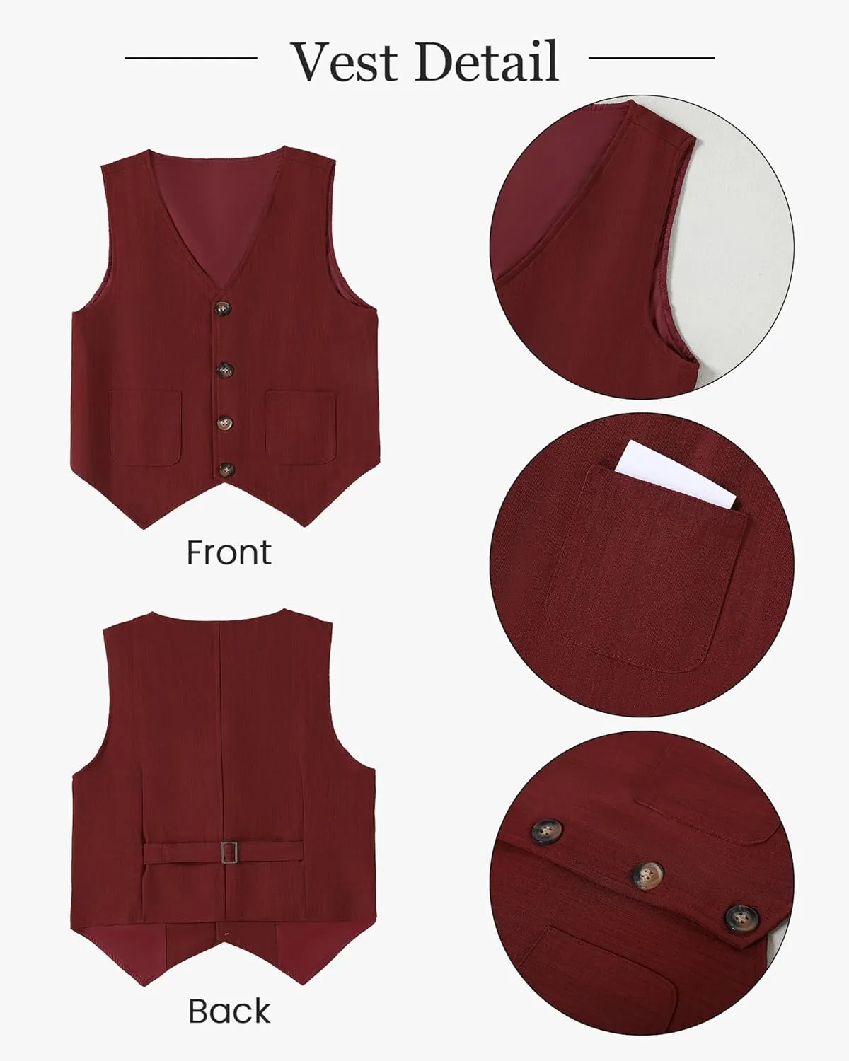 Boys Suit for Formal Occasions 4 Pieces Suit Sets Including Vest Printed Pants Dress Shirt and Tie for 6-10 Years