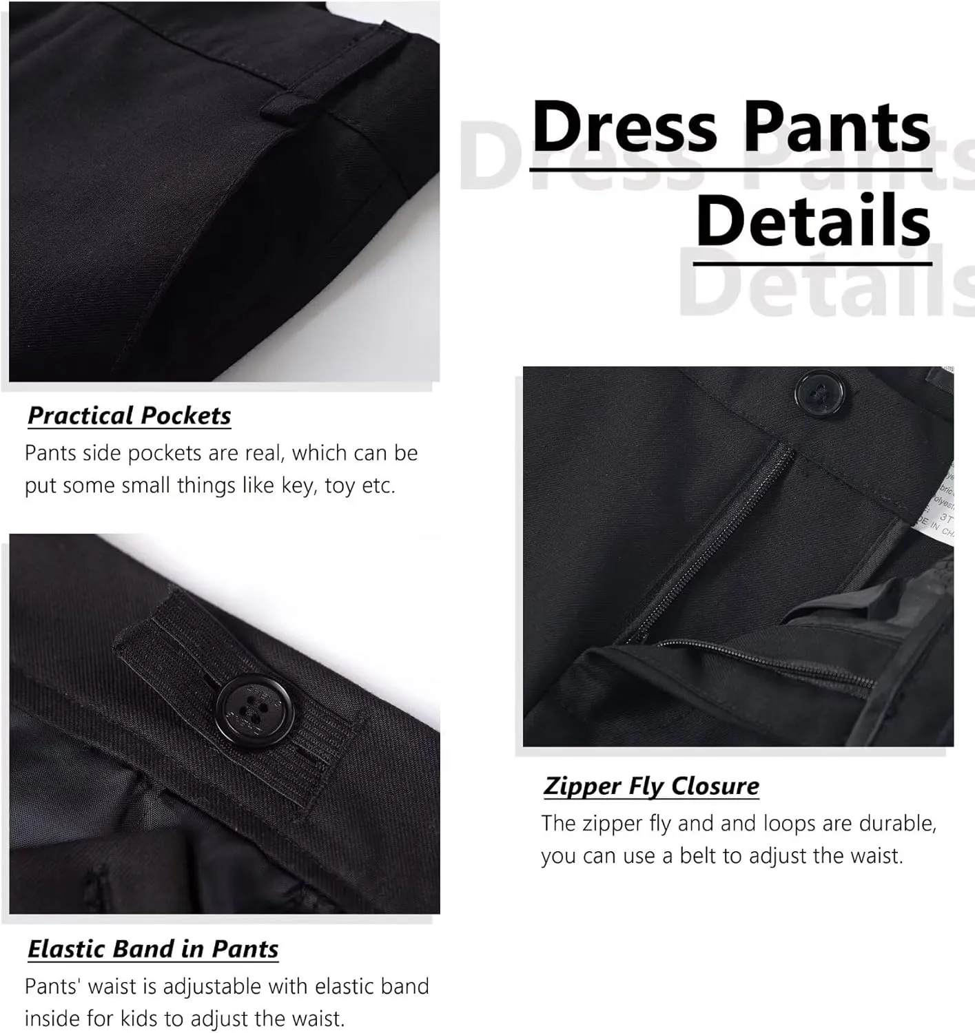 Boys Suit Formal Dress Pants Vest Suit Set for Boys Wedding Outfits with Dress Shirt Tie and Pocket Square