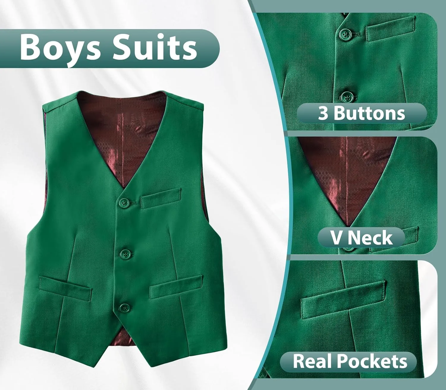 Boys Suits 3 Piece Slim Fit Suit Set Dresswear Ring Bearer Outfit for Boy