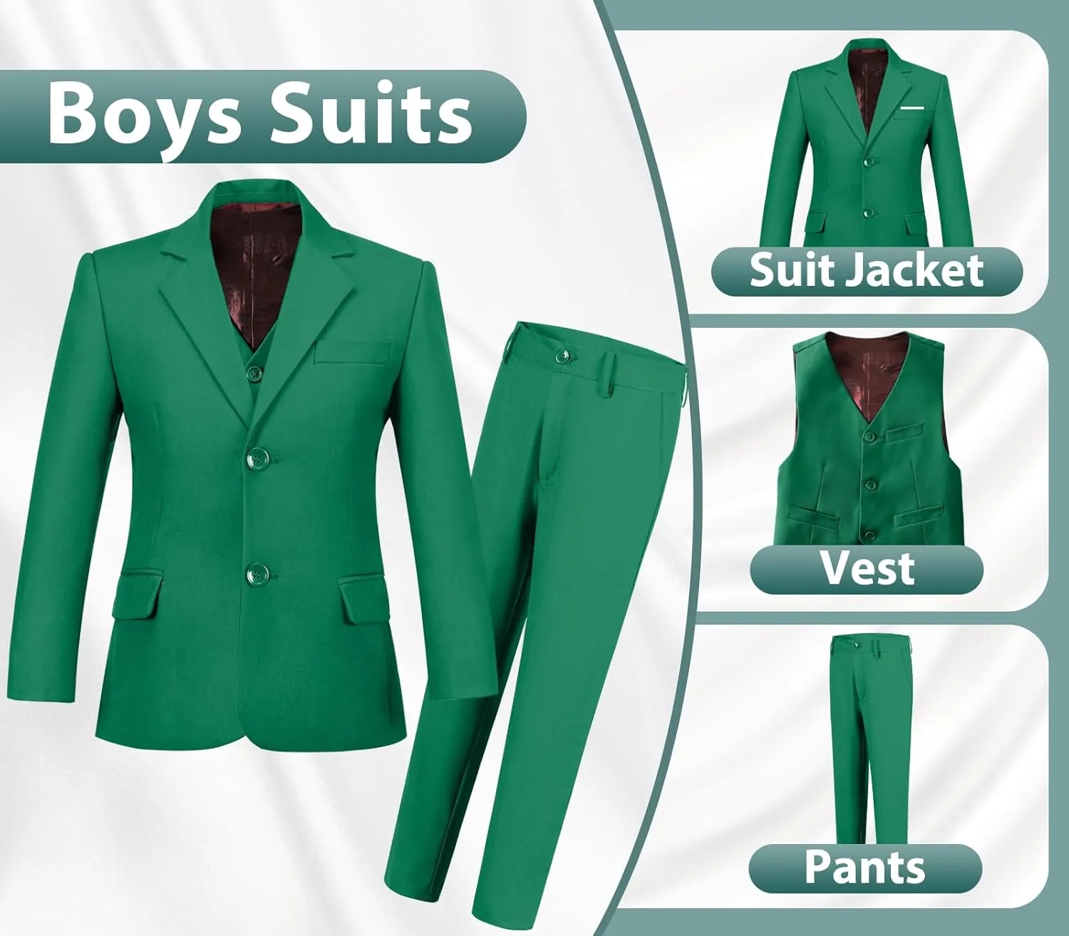 Boys Suits 3 Piece Slim Fit Suit Set Dresswear Ring Bearer Outfit for Boy