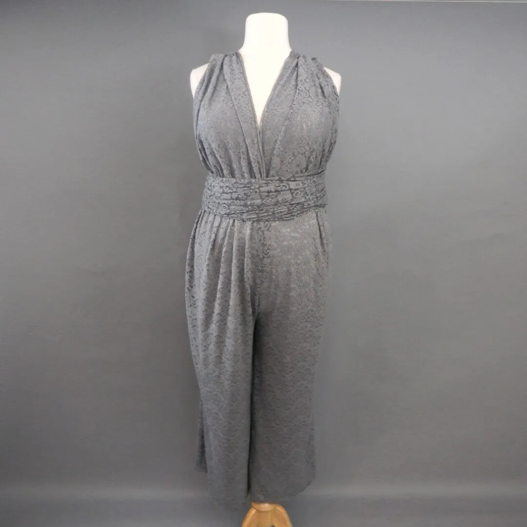 Calista Plus Gray Lace Jumpsuit