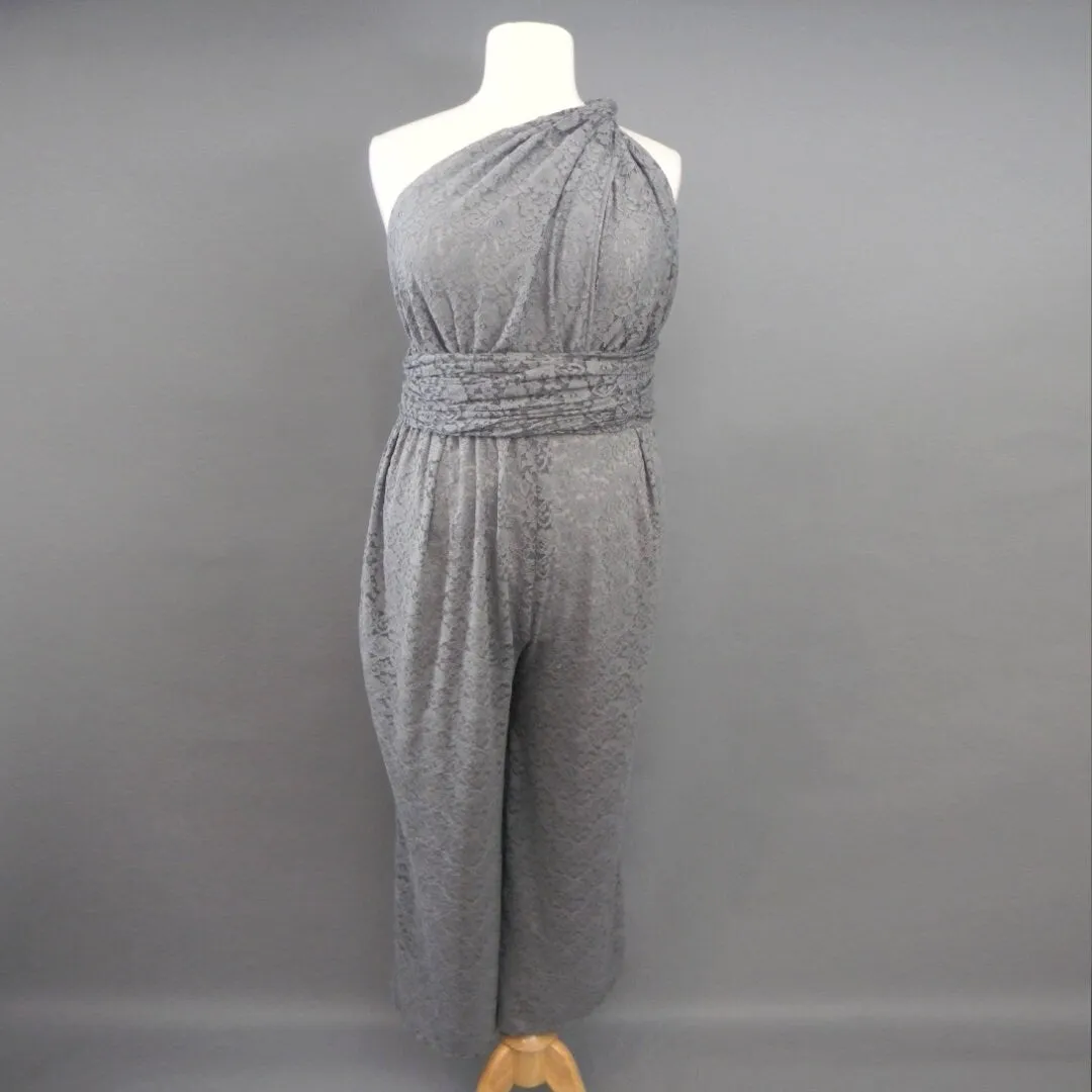 Calista Plus Gray Lace Jumpsuit