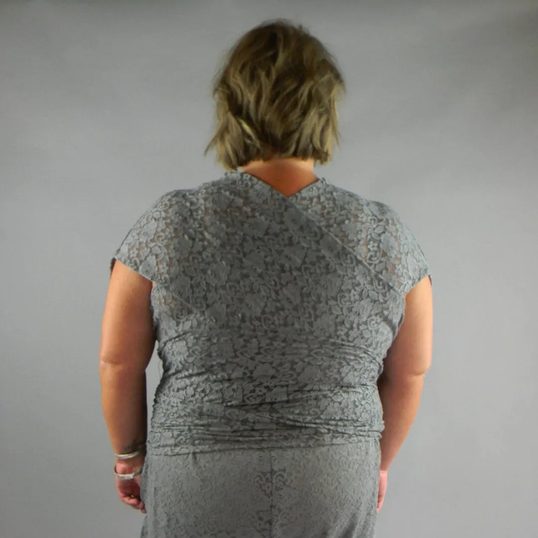 Calista Plus Gray Lace Jumpsuit