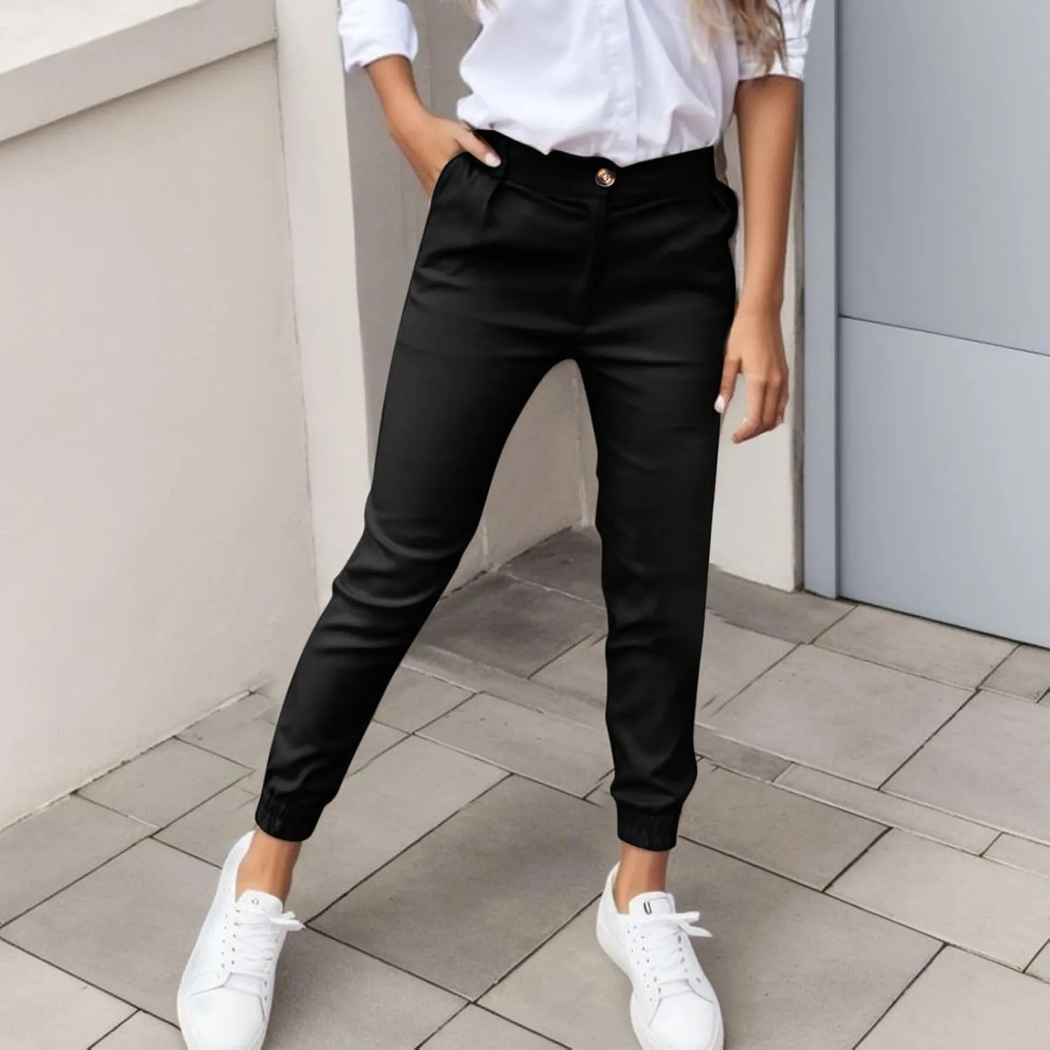 Capri Jeans for Women High Waisted Slim Fit Stretchy Cropped Pants Casual Straight Leg Cinch Bottom Trousers Pockets
