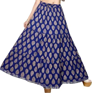 Chandrakala Flowy Long Skirt for Women A Line Casual Beach Party Holiday Maxi Skirts (S113-P)