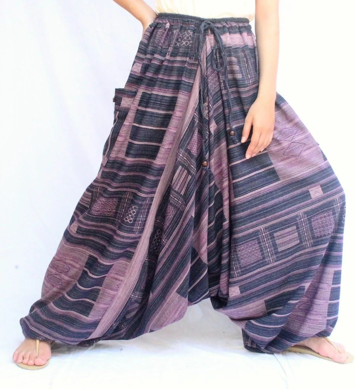 ChiangmaiThaiShop 100% Cotton Baggy Boho Aladin Yoga Harem Pants