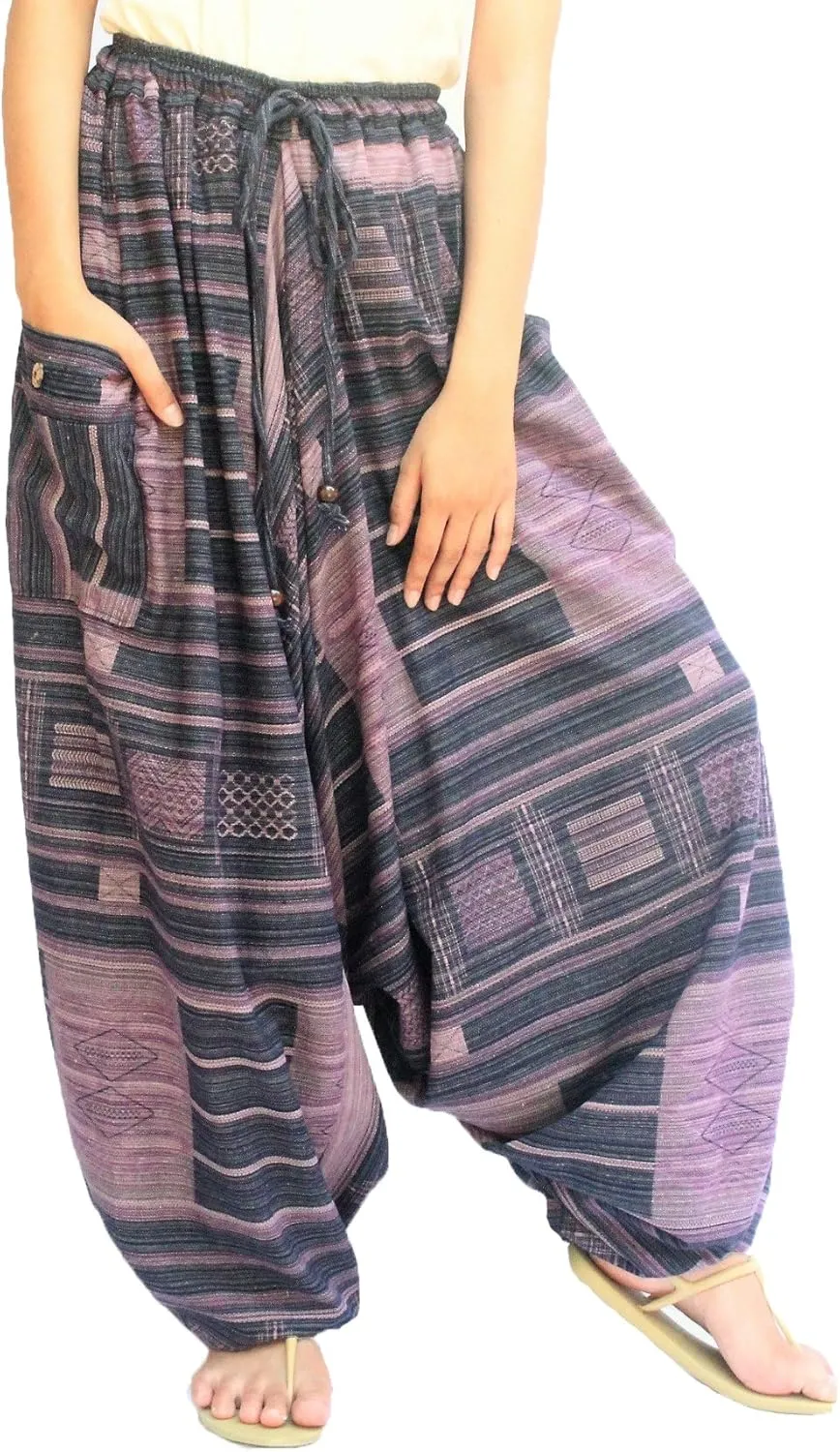 ChiangmaiThaiShop 100% Cotton Baggy Boho Aladin Yoga Harem Pants