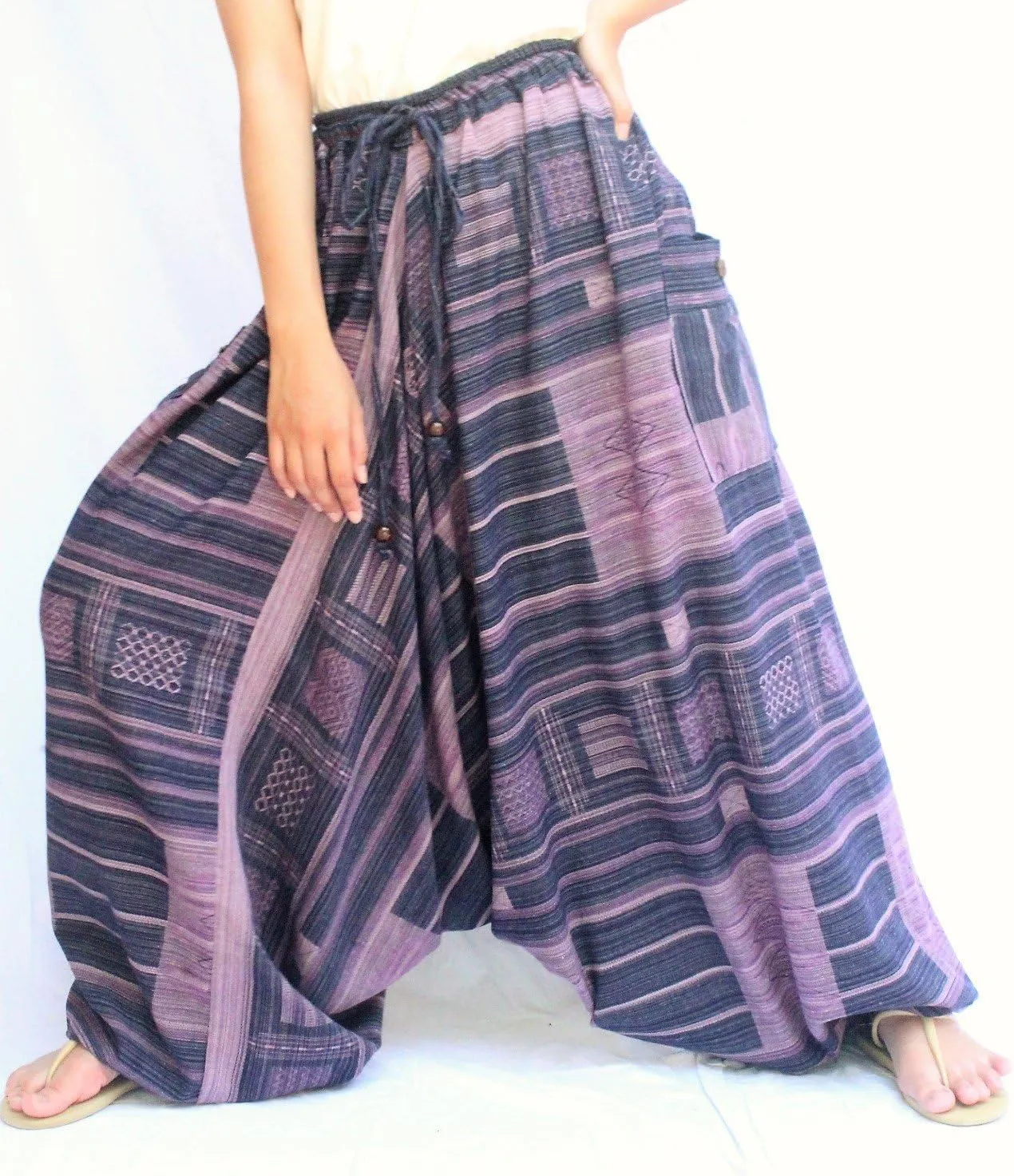 ChiangmaiThaiShop 100% Cotton Baggy Boho Aladin Yoga Harem Pants