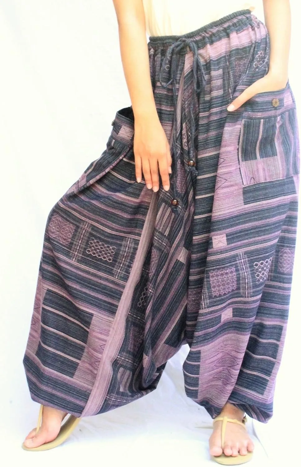 ChiangmaiThaiShop 100% Cotton Baggy Boho Aladin Yoga Harem Pants