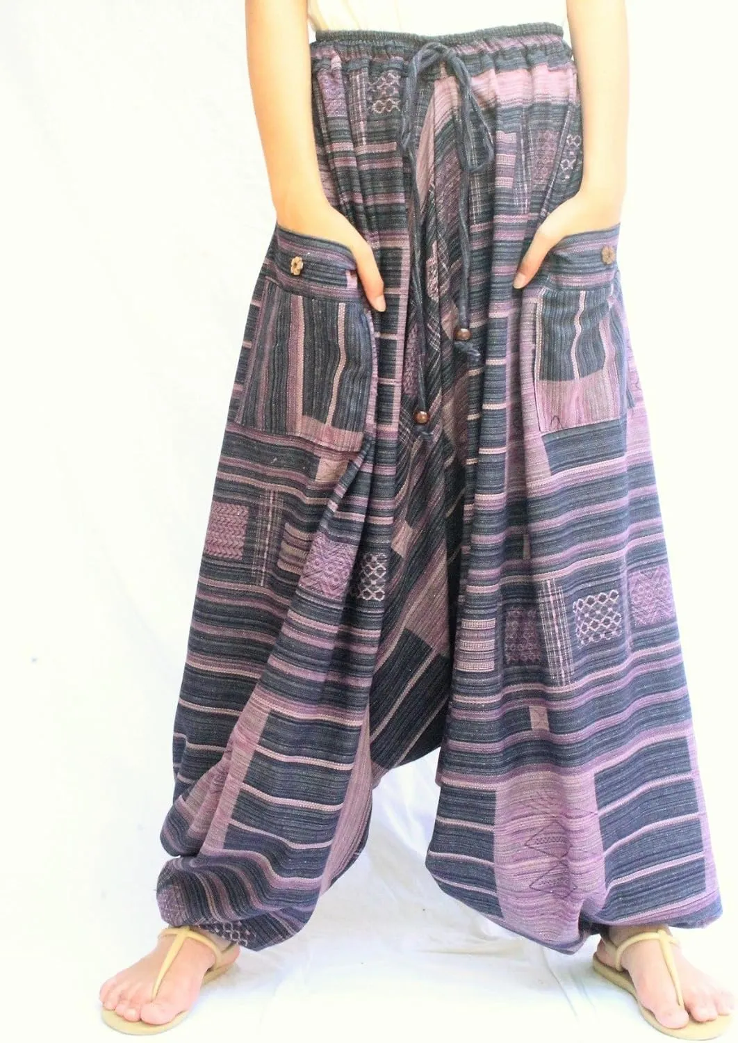 ChiangmaiThaiShop 100% Cotton Baggy Boho Aladin Yoga Harem Pants