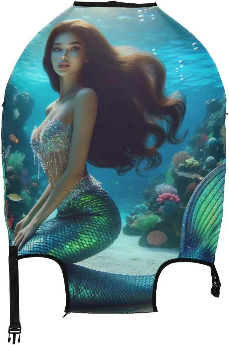CHIFIGNO Beautiful Mermaid Luggage Cover Protector Luggage Dust Cover with Concealed Zippers for 18-32 Inch Luggage S Fits 18-20 Inch