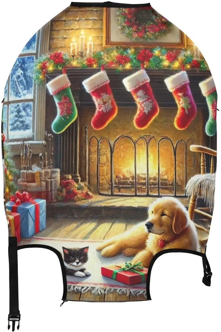 CHIFIGNO Christmas with Pets Cover for Suitcase for Travel Fits 18-32 Inch Luggage S Fits 18-20 Inch