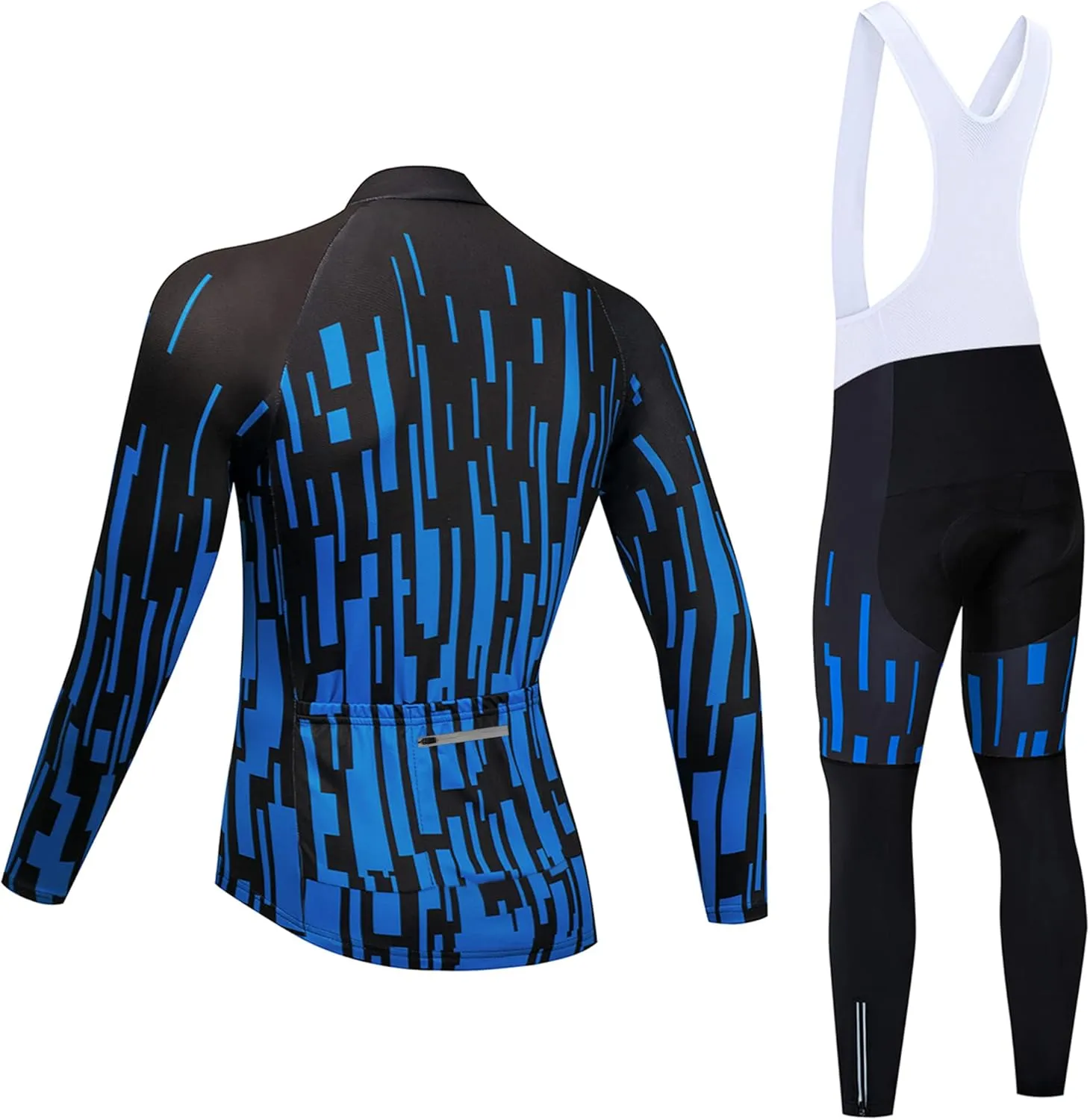 Coconut Ropamo CR Men's Cycling Clothing Set Long Sleeve Cycling Jersey Zipper Pocket Bike Outfit Cycling Bib Pants 3D Padded