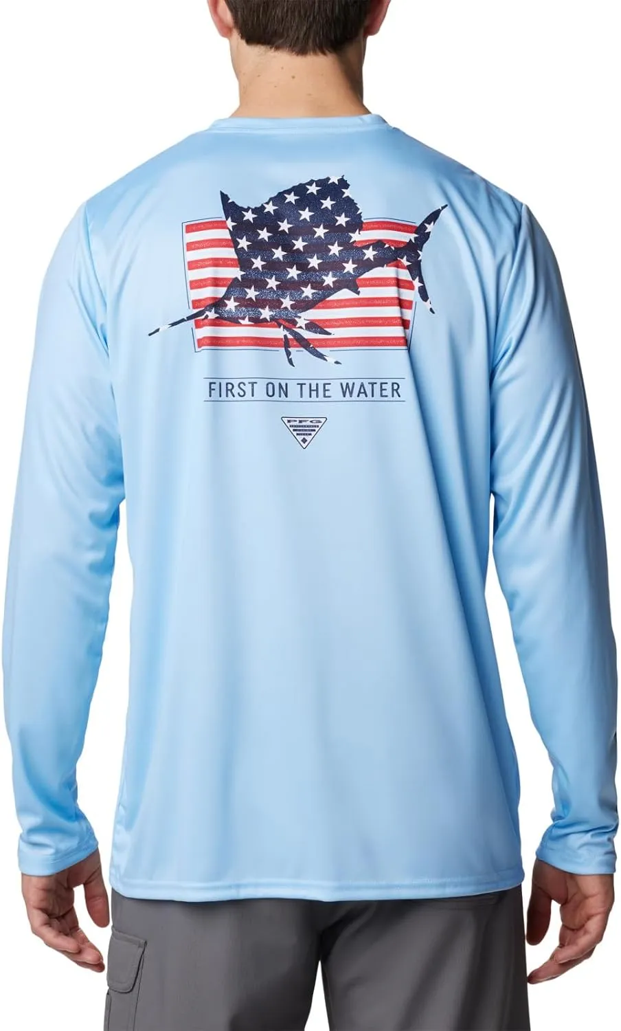 Columbia Men's Terminal Tackle PFG Fins and Stripes Long Sleeve