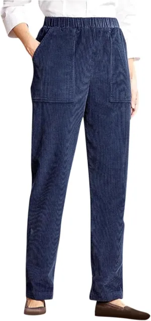 Corduroy Pants Women High Waisted Straight Leg Athletic Works Pants Casual Elastic Ladies Fall Trousers with Pockets