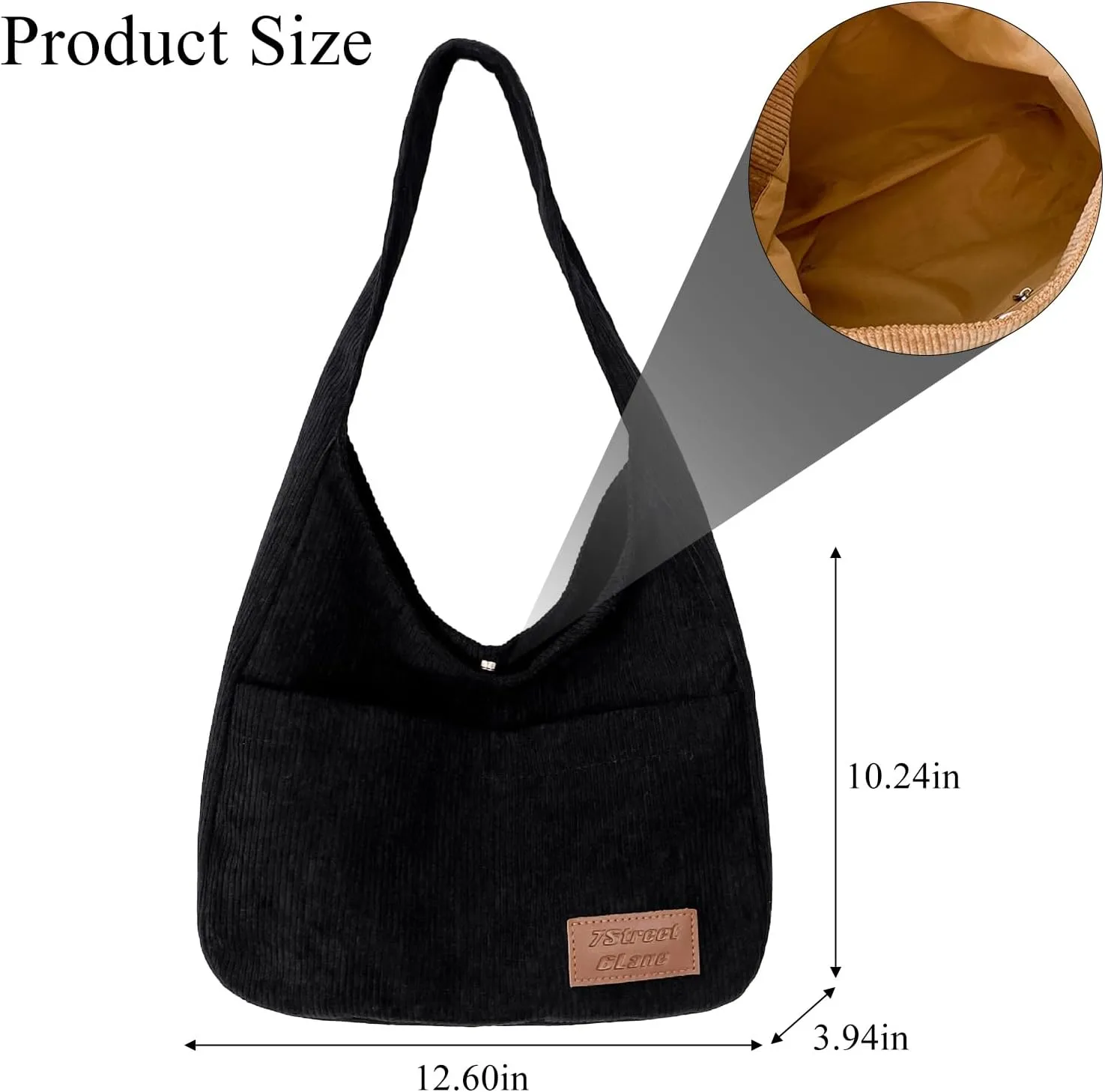 Corduroy Tote Bag for Women, Small Hobo Purse Corduroy Shoulder Bag for Work Travel
