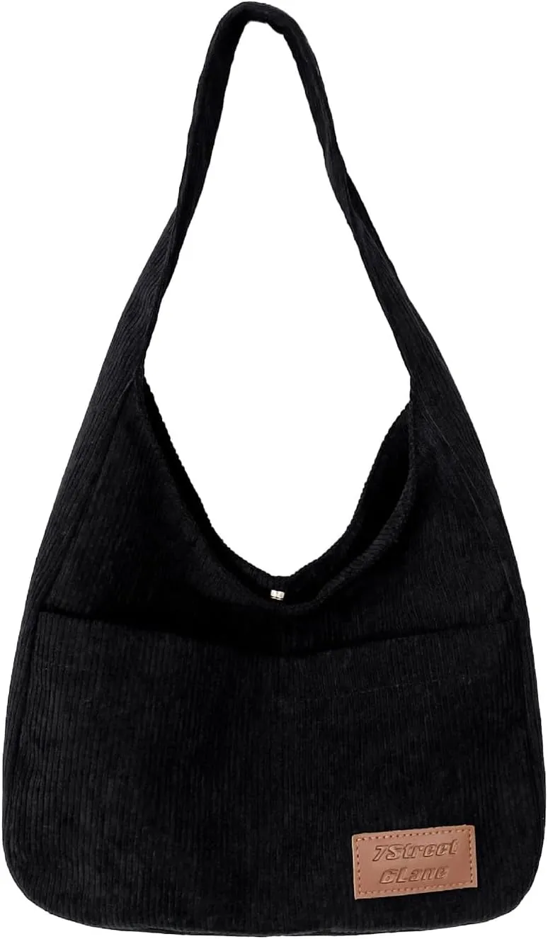 Corduroy Tote Bag for Women, Small Hobo Purse Corduroy Shoulder Bag for Work Travel