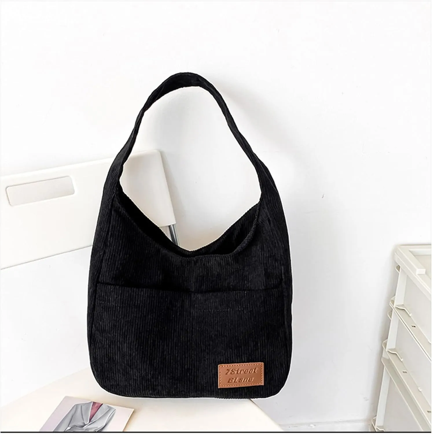 Corduroy Tote Bag for Women, Small Hobo Purse Corduroy Shoulder Bag for Work Travel