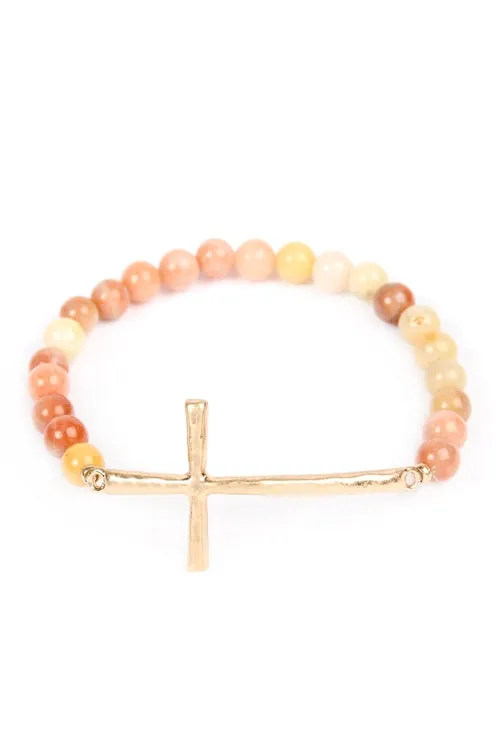 CROSS CHARM BEADS BRACELET