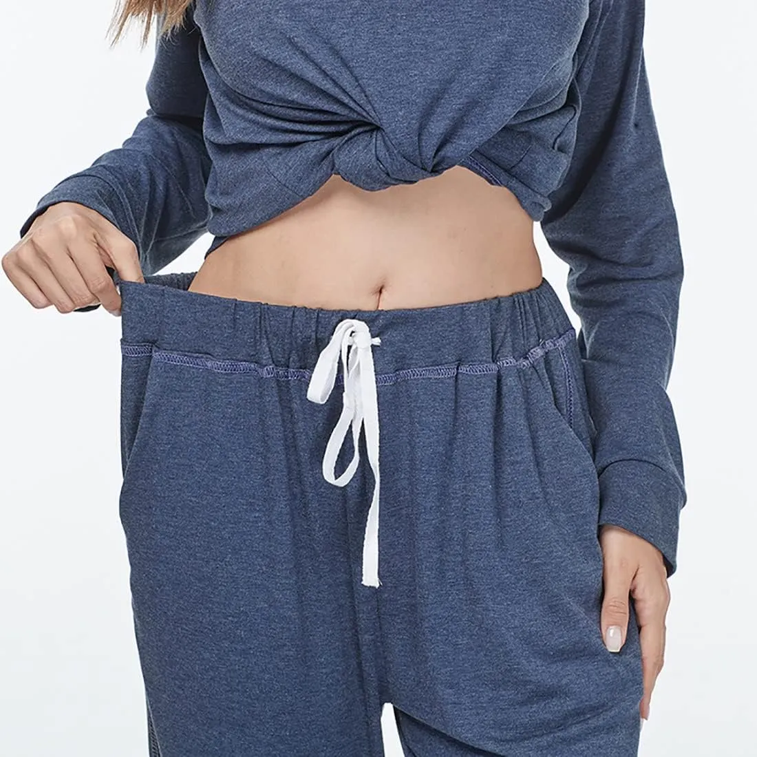 Cysincos Womens Sweatsuits 2 Piece Outfit Sweatpants Loungewear Jogger Pajama Set Long Sleeve Pullover Drawstring Pants