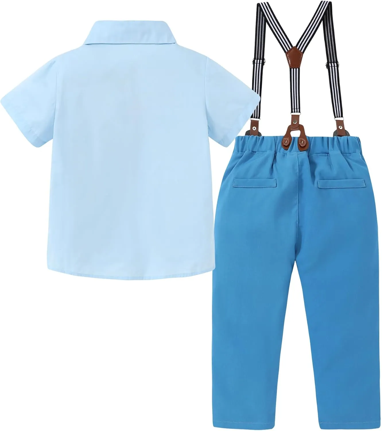 DISAUR Boys Suits 3 Pieces Formal Dress Shirt with Bowtie Suspender Pants Boy Gentleman Outfits Set 4-8 Years