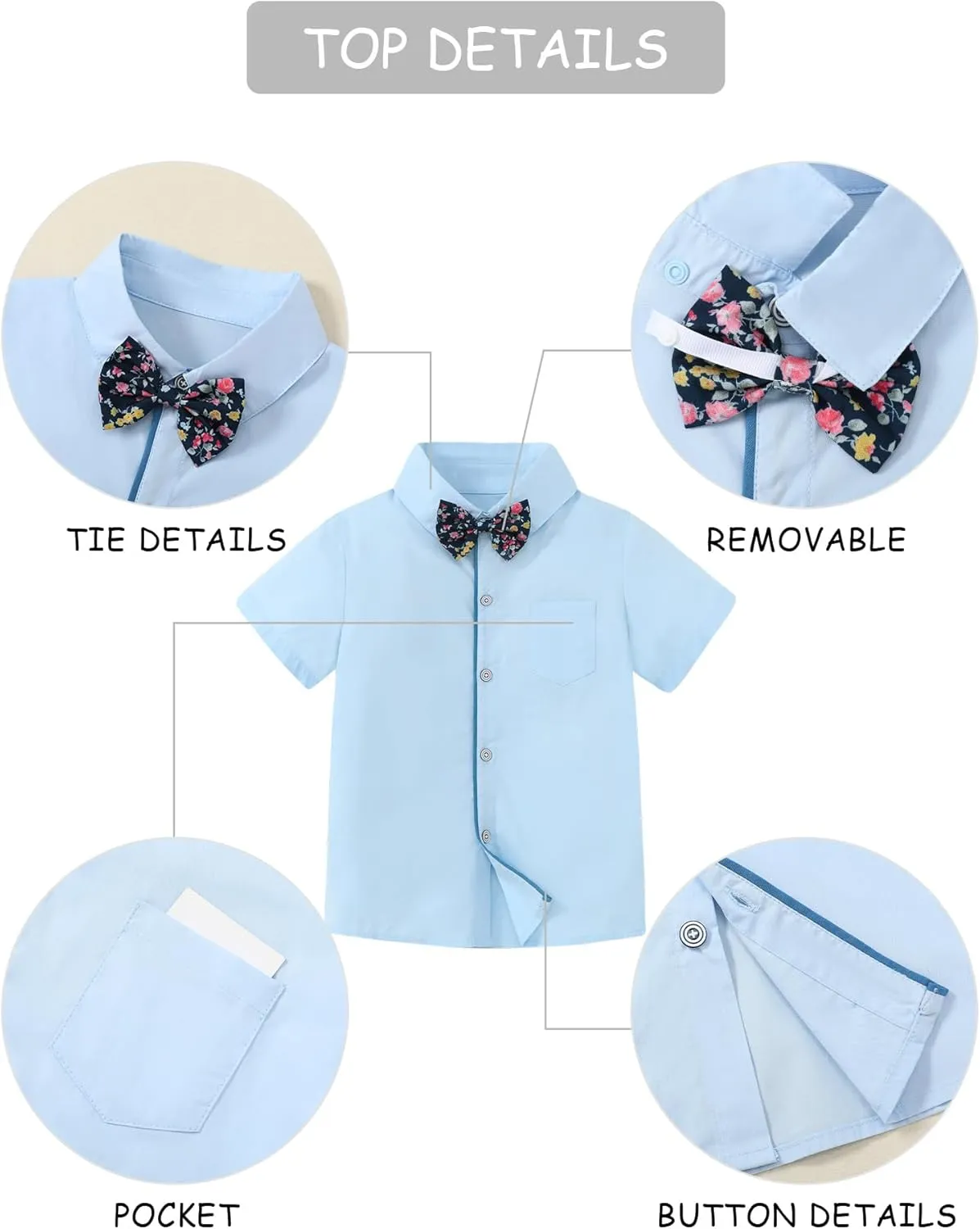 DISAUR Boys Suits 3 Pieces Formal Dress Shirt with Bowtie Suspender Pants Boy Gentleman Outfits Set 4-8 Years