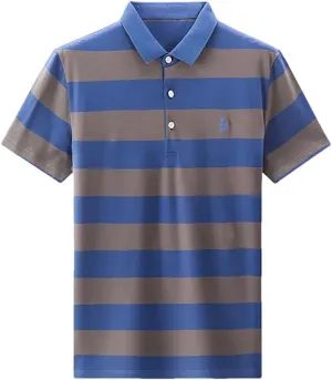 Dvbfufv Men Short Sleeve Stripes Polos Shirt Men Summer Bottoming Shirt Men Youth Business Loose Lapel Quick Dry T- Shirt