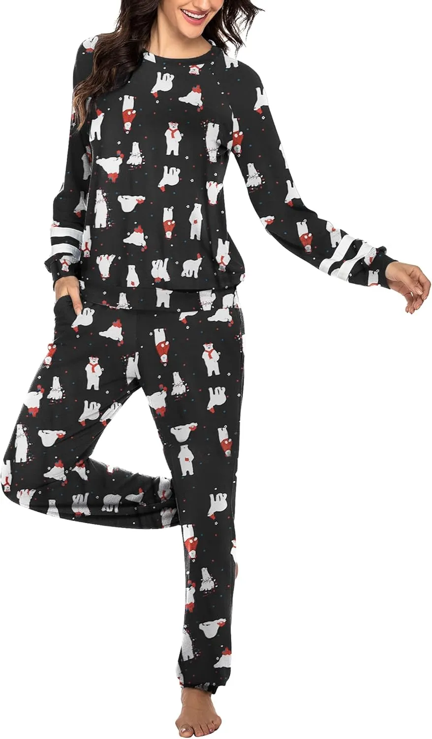 Ekouaer Sweatsuits Womens Loungewear Set Tracksuit Long Sleeve Pajamas Set with Pockets 2 Piece Outfits Lounge Sets
