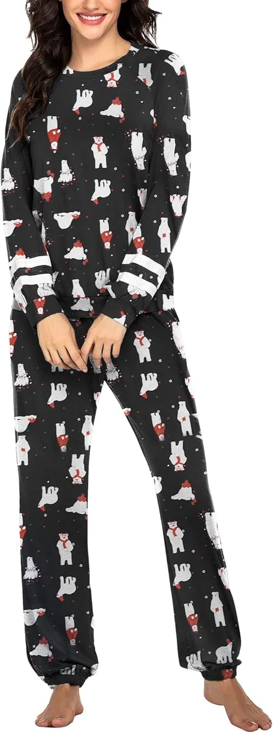 Ekouaer Sweatsuits Womens Loungewear Set Tracksuit Long Sleeve Pajamas Set with Pockets 2 Piece Outfits Lounge Sets