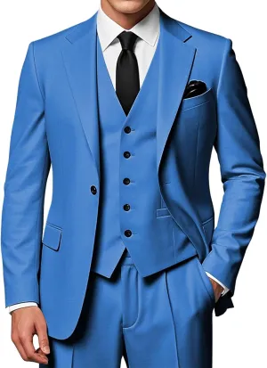 EMERAIDVLN Mens 3 Piece Suits Slim Fit Wedding Prom Party Business Elegant Suits One Button Blazer Vest and Pants Tuxedo Set