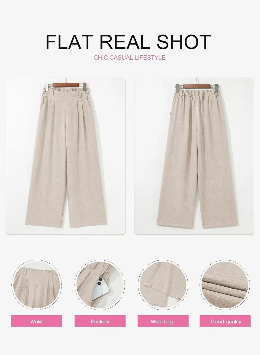 EVALESS Women's Wide Leg Pants High Waisted Business Work Casual Trousers 2025 Summer Comfy Palazzo Pants with Pockets