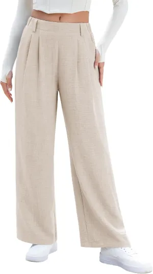 EVALESS Women's Wide Leg Pants High Waisted Business Work Casual Trousers 2025 Summer Comfy Palazzo Pants with Pockets
