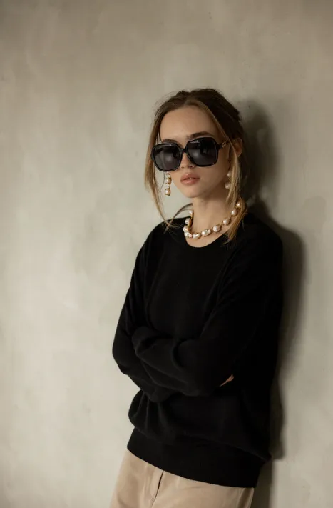 Ever Be Round Neck Sweater - Black