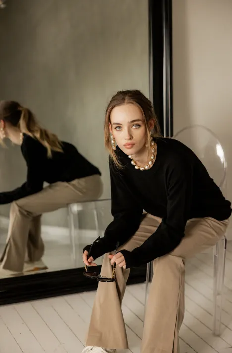 Ever Be Round Neck Sweater - Black