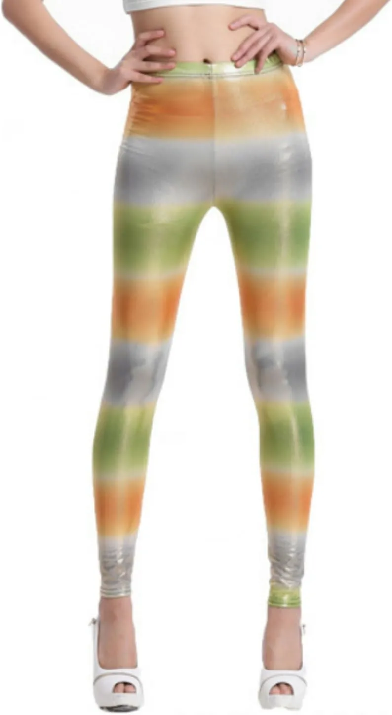 Faux Leather Legging Pants Dyeing Hot Stamping Colored Bottom Slim Fit High Waist Street Trendy Tight for Women