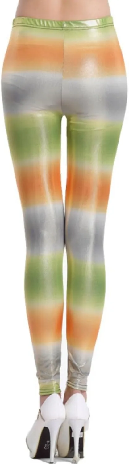 Faux Leather Legging Pants Dyeing Hot Stamping Colored Bottom Slim Fit High Waist Street Trendy Tight for Women