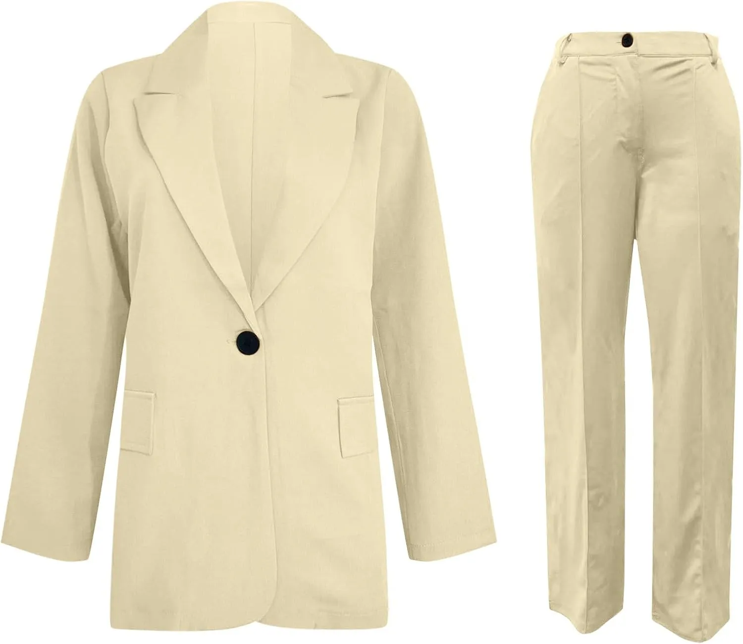 Firzero Women Plus Size 2 Piece Business Casual Outfits Long Sleeve Open Front Lapel Collar Blazer Pants Set Work Pant Suits