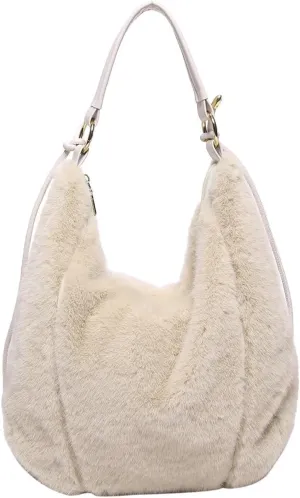 Fluffy Tote Bag, Winter Fuzzy Purses for Women Faux Fur Bag Soft Furry Shoulder Bag