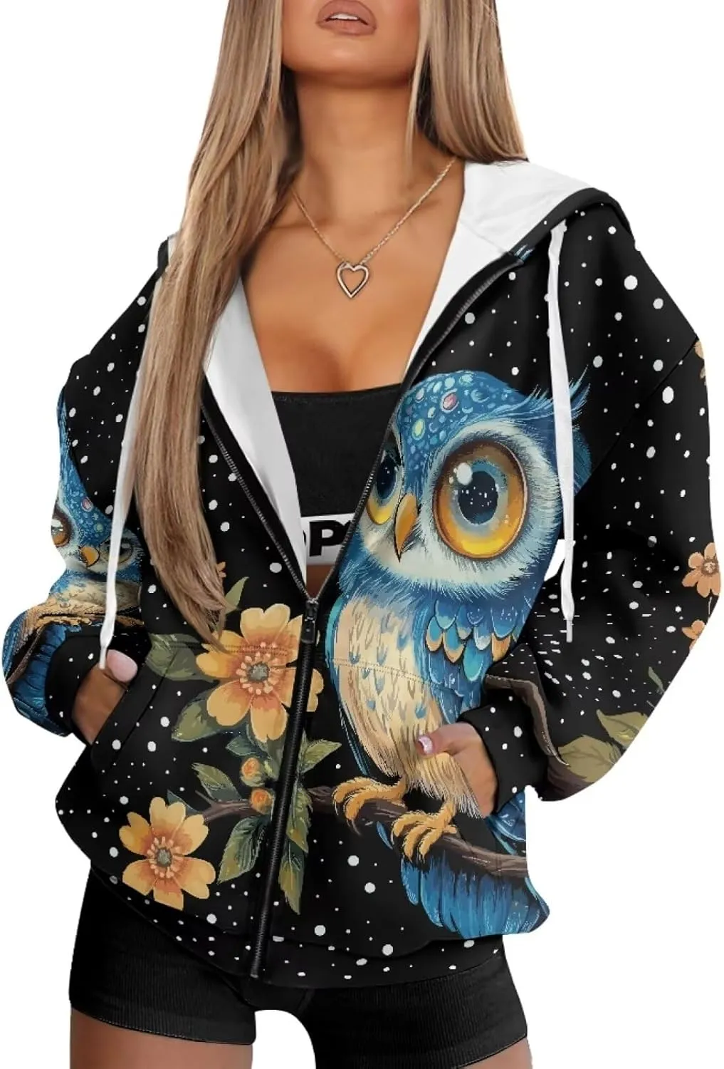 Forchrinse Christmas Bell Oversized Zip Up Hoodie for Women Y2K Fleece Long Sleeve Jacket Coat Xmas Sweatshrits for Teens