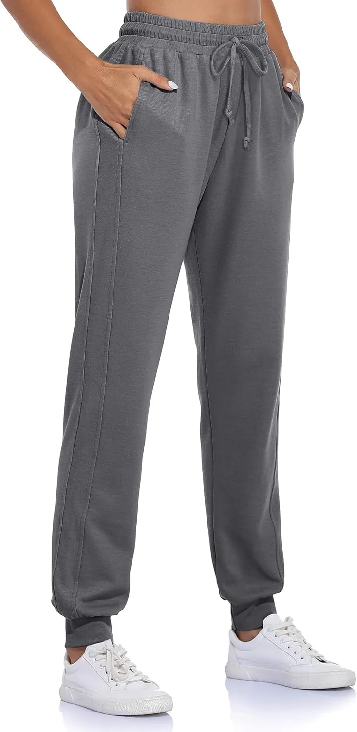 Fulbelle Women's Cotton Sweatpants with Pockets Drawstring Joggers Yoga Pants