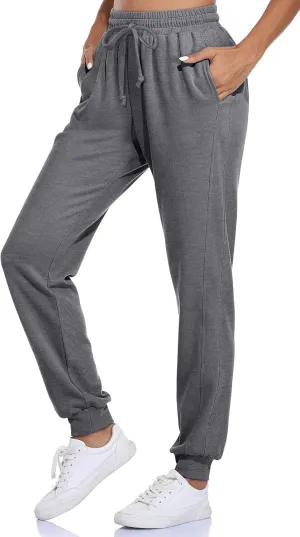 Fulbelle Women's Cotton Sweatpants with Pockets Drawstring Joggers Yoga Pants